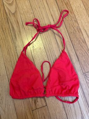 Toast Swim Fire Coral Ribbed Bikini Top